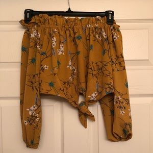 Romwe off the shoulder long sleeve crop top
